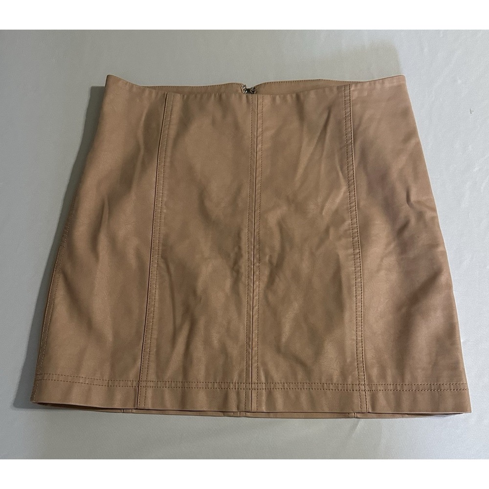 Free People Faux Leather Mini Skirt Women's Size 8 Pink Blush Paneled Zip